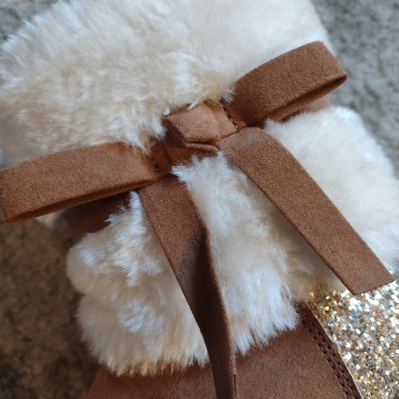 Suede Gold Sparkle fur boots Size 8 - Picture 6 of 11